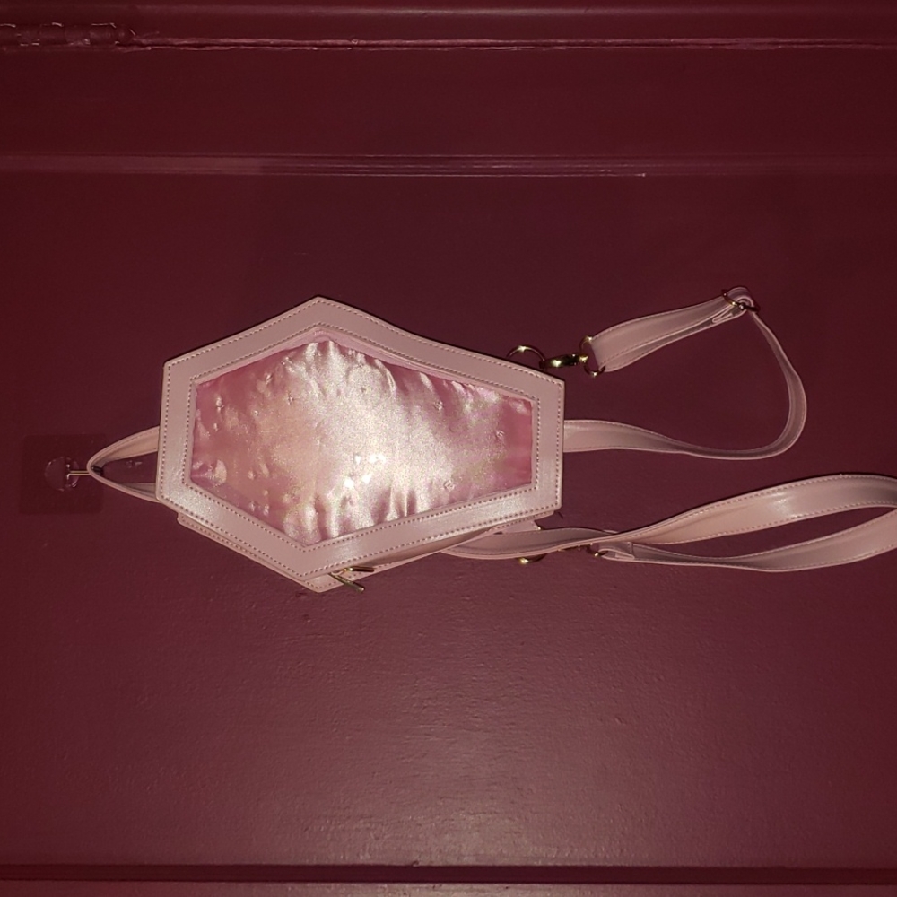 Pink Coffin Backpack with Enamel Pin Pocket